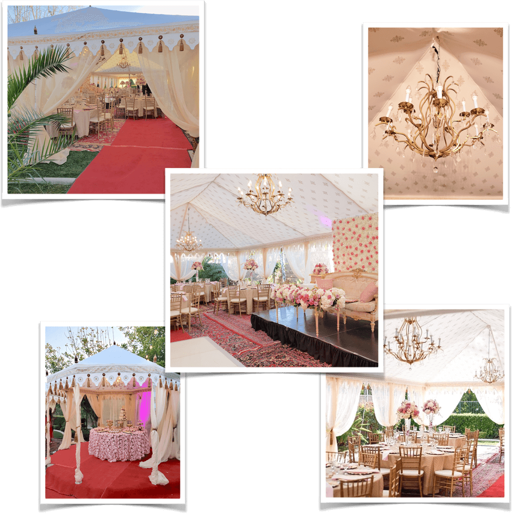 rent luxury tents and chandelier for weddings