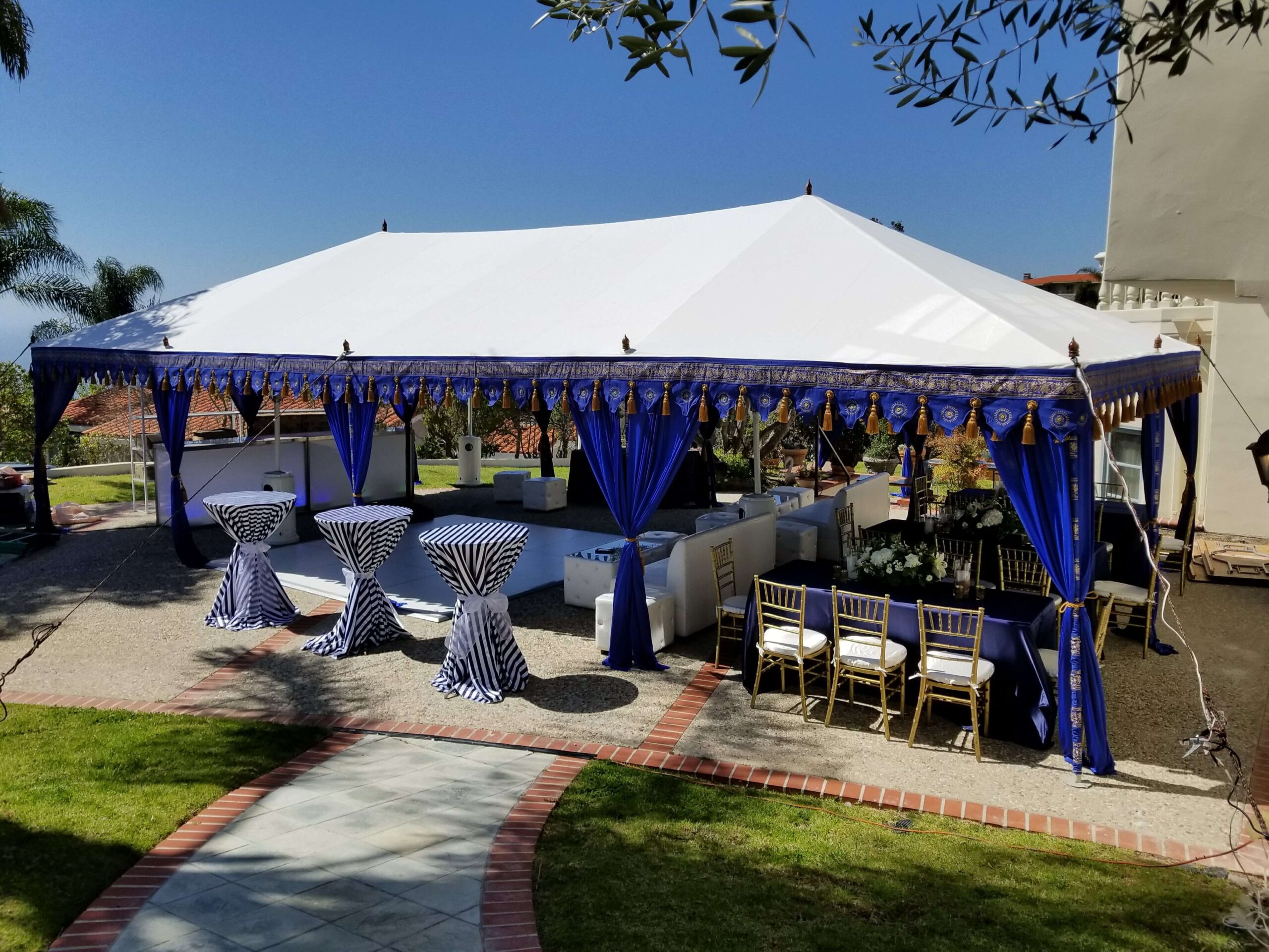 Blue luxury tent rental birthday party
