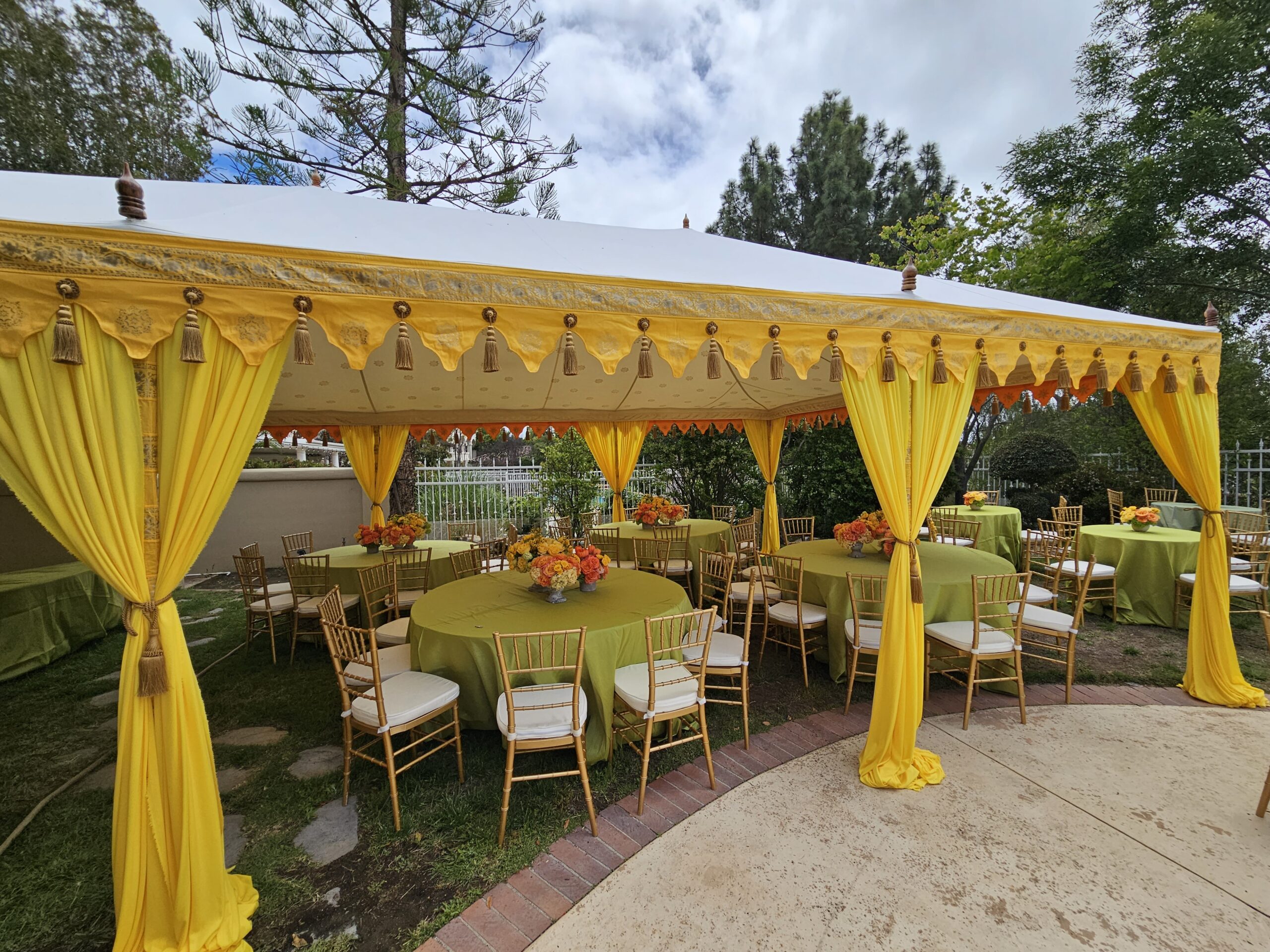 bright yellow rent for haldi ceremony tent